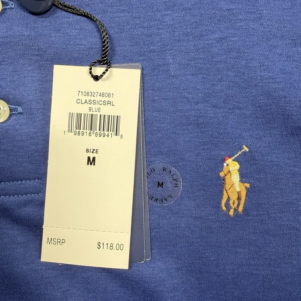 $118 Polo Ralph Lauren Polo Shirt Men's Medium Classic Fit Short Sleeve Blue New